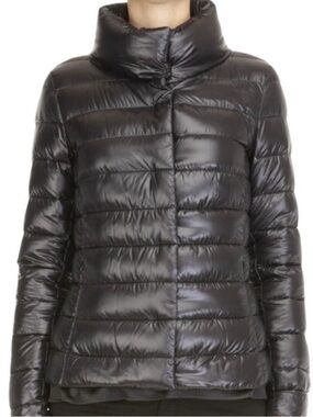 Beaumont Women's Black Puffer Jacket - High Collar Insulated Coat -Size 16